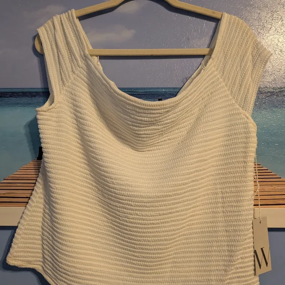 Nwt Worthington White Textured Women's Blouse Stretch Dress Casual Xlarge - Picture 2 of 8